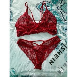 SHEIN Plus Floral Lace Harness Lingerie Set